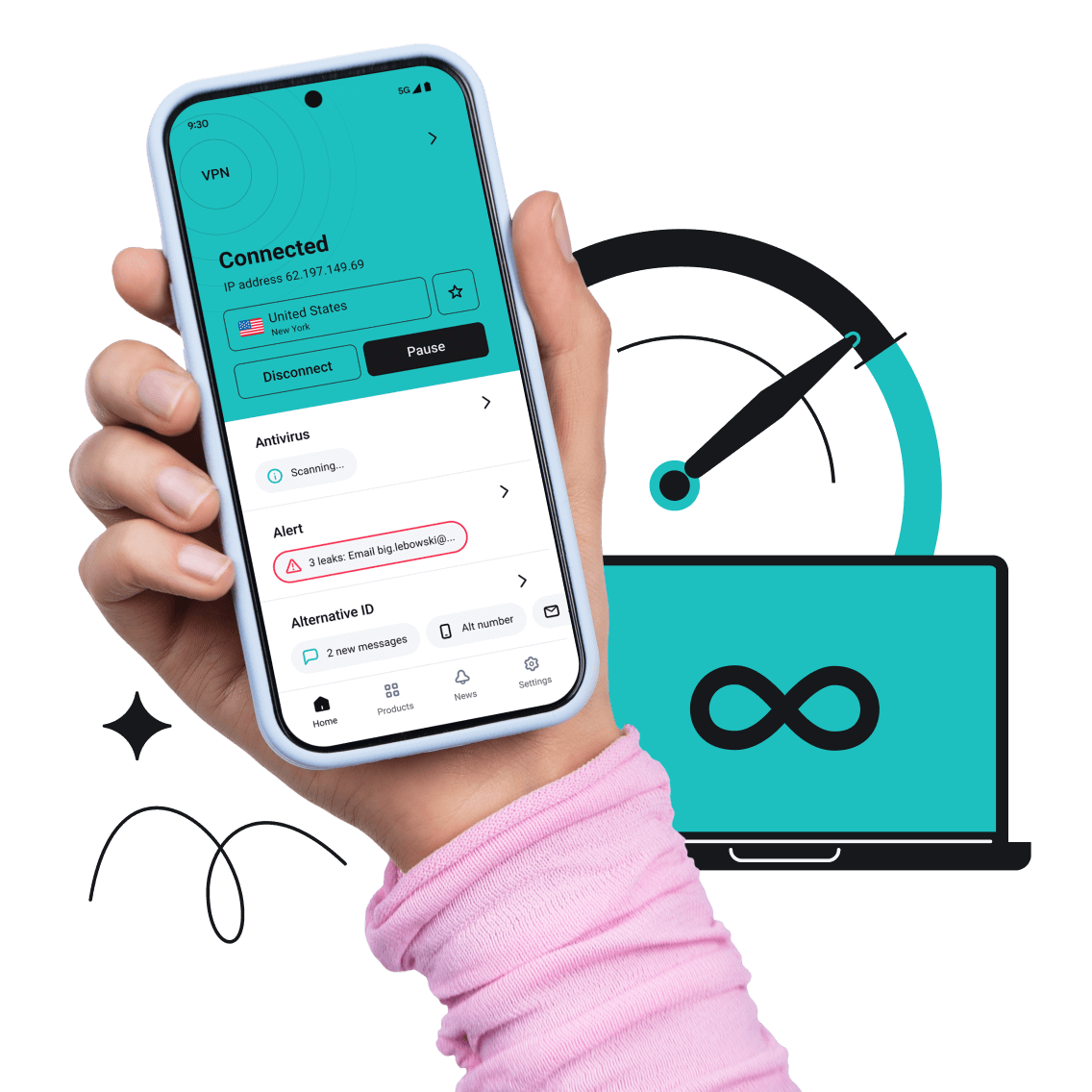 Surfshark VPN on phone and laptop